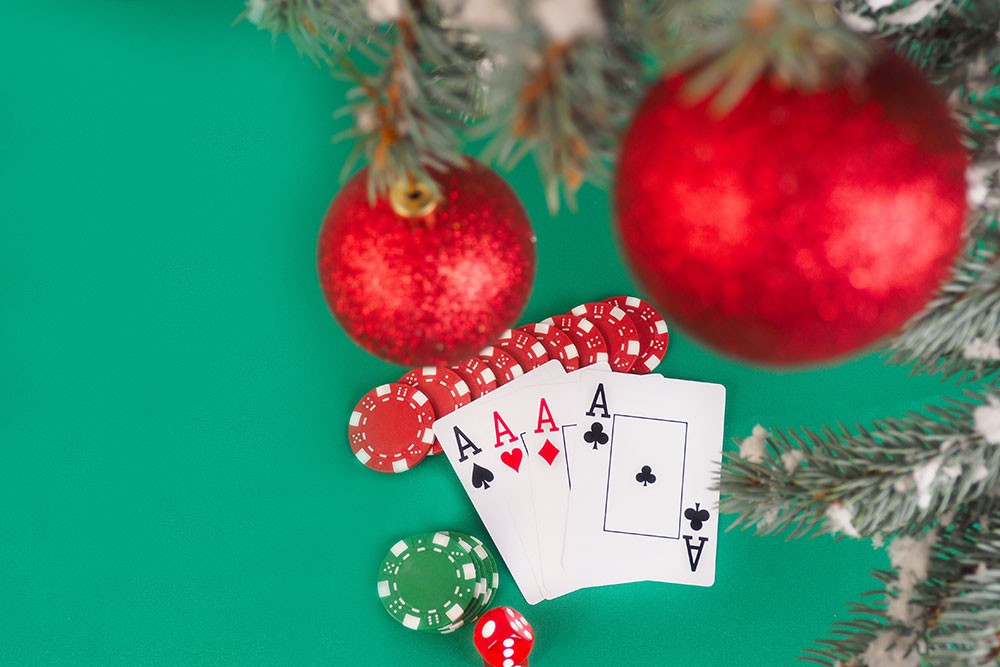 Christmas party casino hire with festive casino tables